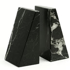 Bey-Berk Whitney Zebra Marble Bookends (Black, Set of 2), 4" x 2.5" x 6" Heavy Wedge Book Ends for Desk, Shelf, or Office - color: Black