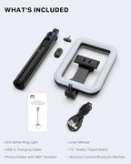 M MYBAT PRO 9" Outdoor Selfie Light - 72" Extendable Tripod Stand with 4-Leg Base, Portable Dimmable LED Lights for Travel/Camping/Riding, Phone Holder & Wireless Remote for YouTube/TikTok/Video