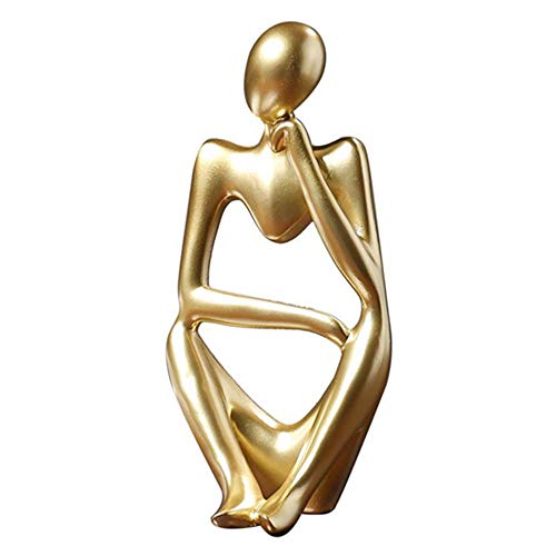 Asng Resin Thinker Style Abstract Sculpture Statue Collectible Figurines Home Office Bookshelf Desktop Decor (Gold, Right,Large) - color: Gold-right, size: Large