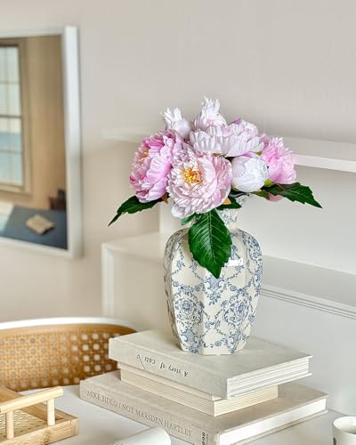 Vintage Blue Ceramic Vase, Blue and White Porcelain Decorative Flower Vase for Centerpiece Living Room Table Shelf, Chinoiserie French Country Decor - color: Blue&white, size: Large