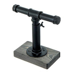 MyGift Adjustable Height Industrial Pipe Organizer Stand - Rustic T-Bar for Jewelry, Headphones, Medals, Kitchen Utensils & Display, Gray Wood Base (Black/Gray, Country Style) - color: Black / Gray