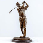 14.6'' Modern Golf Man Statue Bronze, Bronze Golfer Figurine Sculpture Ornament with Marble Base - size: 14.6" Man