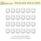 Glasseam Glass Tealight Candle Holder: Set of 24 Ribbed Clear Votive Candle Holders Bulk for Wedding Centerpiece Christmas Table Decorations Party