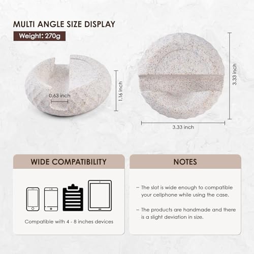 Artificial Stone Cell Phone Stand for Desk Handcraft Diamond Patterned Minimalist Decor for Desk Kitchen Counter Office Easy of Use Sturdy and Stable(Light Brown Granite Rock Style) - style: light brown diamond stone