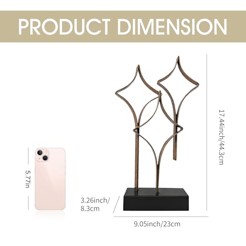 Abstract Metal Sculpture Home Decor – Modern Minimalist Line Art Statue Decorations for Table, Shelf, Living Room, Office & Entryway (Diamond Curved Metal Sculpture) - color: Diamond Curved Metal Sculpture
