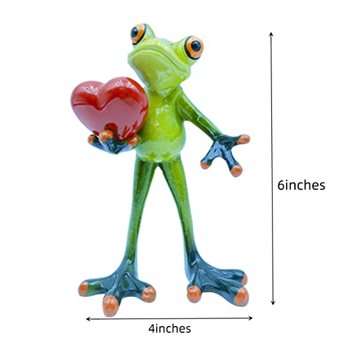 VVGIFTS Frog Figurines Decor Funny Cute Craft Resin Frog Sculpture Statue for Home Office Desk Tabletop Bathroom Decoration, Ornament Gift (Frog Holding Heart) - color: Frog Holding Heart