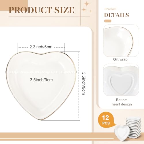 Shappy 12 Pcs Ceramic Jewelry Tray 4.5 in Ring Dish Bulk Decorative Trinket Dish for Bridal Christmas Birthdays Gifts - style: Heart
