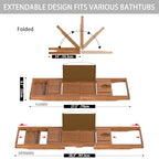 Premium Teak Bathtub Tray Caddy, Expandable Wooden Bath Tray for Tub,Luxury Bathroom Accessories,Great House Warming, Anniversary & Wedding and Birthday Gifts - color: Teak Wood