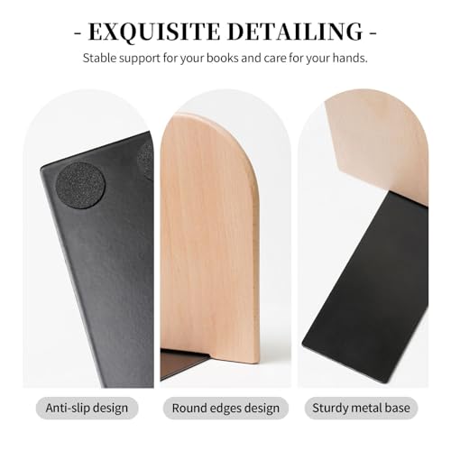Minimalist Fragmented Angular Shapes Bookends for Shelves 2 Pcs Wooden Book Stopper Organizer for Home Office Libraries