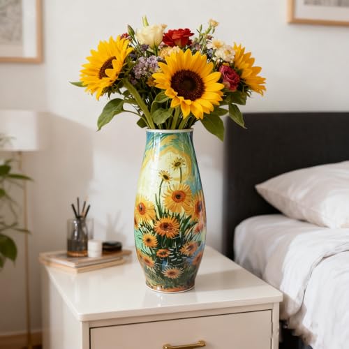 3D Puzzles Vase for Adults, LED 3D Puzzle Vase Sunflowers, Crafts for Adults DIY Unique Vase Gifts for Home Decor Housewarming Christmas Mother's Day - color: Sunflower-starry Night