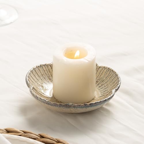 Ceramic Pillar Candle Holder Plates, Decorative Candlestick Holder, Tea Light Incense Santo Palo Holders, for Dinning, Party, Wedding, Birthday, Anniversary Decorations, 1pack (Camel) - color: Camel