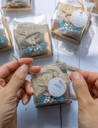 10 Pcs Handmade Wooden Tea Candle Holders, Baptism Gift, Baby Birthday Party Favors, Christening Guest Favors . (Light brown - blue) - color: Light Brown - Blue