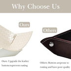 KINIVA 2 Pack PU Leather Jewelry Valet Tray for Men Women,Small Key Bowl for Entryway Table,Portable Travel Catchall Dice Tray (Bowl-White-2pcs) - style: Bowl-White-2pcs