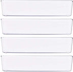 Simple Houseware Clear Drawer Organizer for Office Bin Desk Storage, 3.25"x 9.5", 4 Packs - size: Large Size