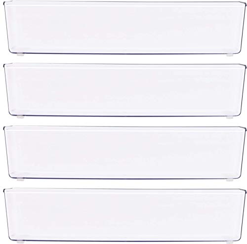 Simple Houseware Clear Drawer Organizer for Office Bin Desk Storage, 3.25"x 9.5", 4 Packs - size: Large Size