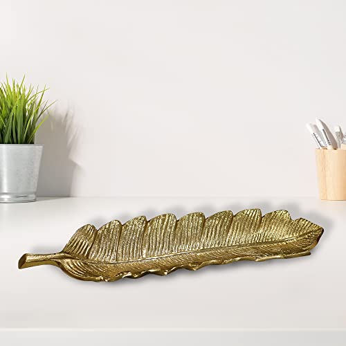 BBH Home's Handmade Gold Novelty Shaped Aluminium Tray 15.78 x 3.74 x 1.18 AMBBVK033AB2020 - color: Gold