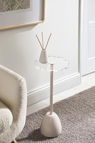 Kate and Laurel Acari Modern Scallop Pedestal Drink Table, 10 x 10 x 22, Clear Acrylic and Pink, Decorative End Table with Scalloped Acrylic Tabletop for Use as Small Plant Stand or Living Room Accent