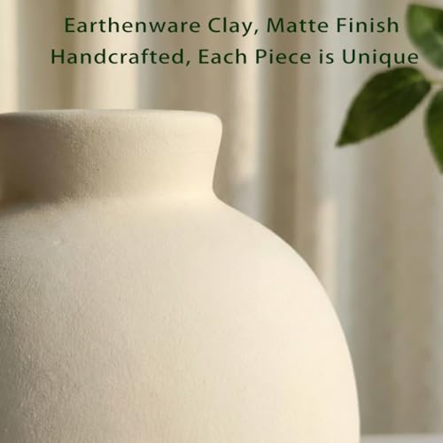 Ceramic Vase | 6 Inch White Vase Pottery Rustic Farmhouse Boho Vase for Home Decor, Table, Living Room, Bathroom, Shelf, Mantel Decoration, Wedding (6'' Retro) - color: 6'' Retro