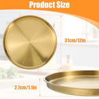 3 Pcs 12 Inch Gold Round Serving Tray, Stainless Steel Decorative Plate for Jewelry Makeup Organizer, Vanity Bathroom Coffee Table Dessert Display