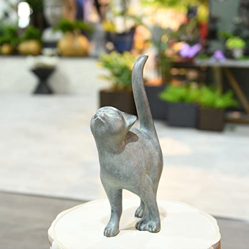 Newman House Studio Garden-Statues Cat-Figurines Home Garden Decor - Farmhouse Backyard Polyresin Kitten 7.6L x 4W x 14.5H inch - color: Single Cat