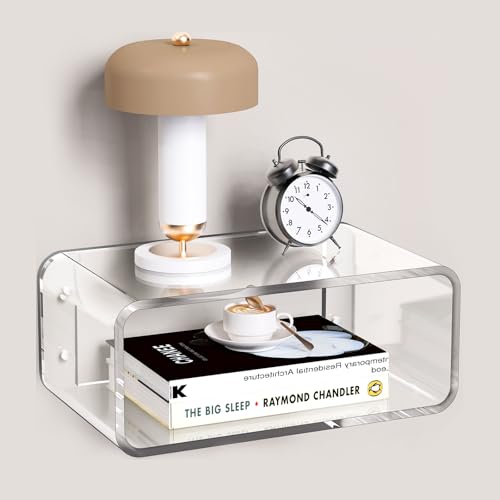 Acrylic Floating Nightstand, Bedside Table, Nightstand Shelf Wall Mounted Bedside Shelf (Clear, Small) - color: Clear