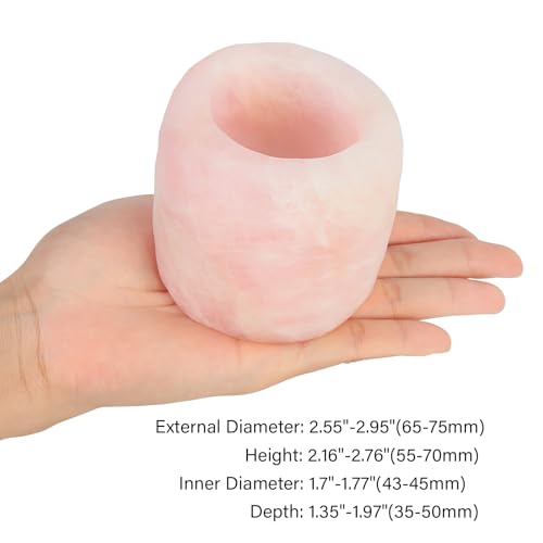 rockcloud Natural Raw Rose Quartz Taper Tea Light Candle Holder Air Plant Holder Healing Stone Home Decoration Figurine - color: Pink