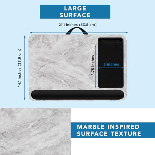 LAPGEAR Home Office Pro Lap Desk with Wrist Rest, Mouse Pad, and Phone Holder - White Marble - Fits up to 15.6 Inch Laptops - Style No. 91591 - color: White Marble, size: Home Office Pro W/Wrist Rest