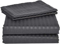 Italian 1500 Thread Count Heavy Soft Egyptian Cotton Sheet Set DEEP Pocket, Queen, Grey Stripe, Premium Italian Finish (Features : Fully Elastic Fitted Sheet Fits 7-9" Pocket) - color: Elephant Grey ( Stripe ), size: Queen Size (Fits 7-9 in Pockets)