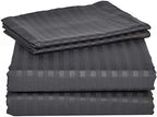 Italian 1500 Thread Count Heavy Soft Egyptian Cotton Sheet Set DEEP Pocket, Queen, Grey Stripe, Premium Italian Finish (Features : Fully Elastic Fitted Sheet Fits 7-9" Pocket) - color: Elephant Grey ( Stripe ), size: Queen Size (Fits 7-9 in Pockets)