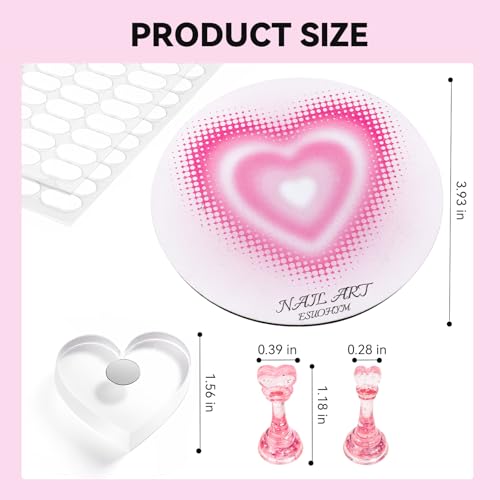 Nail Stands for Press On Nails Painting Display Practice, Powerful Magnetic Nail Tip Holders for Diy Design, Heart Nail Art Stand with 200 PCS Double-Sided Tapes Home Salon Use - color: Pink, size: Medium
