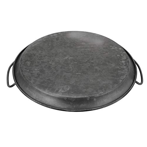 Hipiwe Industrial Style Metal Iron Tray Galvanized Serving Tray for Coffee Table, Home Decorative Centerpiece Tray Rustic Breakfast Serving Tray with Handles (Round) - style: Round