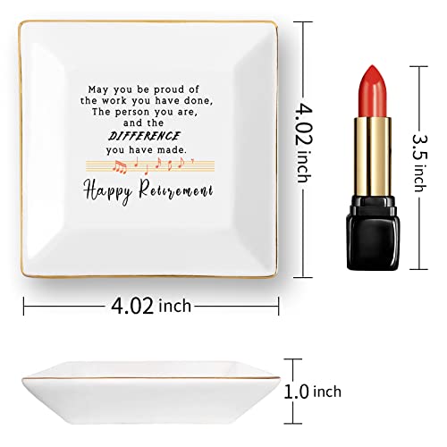 Retirement Gifts for Women 2022 Teacher Happy Retirement Decorations Party Appreciation Gift Female Nurse Friend Mom Coworker Boss Plaque Best Funny Jewelry Dish Personalized Trinket Tray Ring Plates - color: Happy Retirement