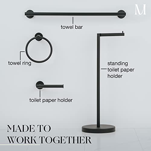 Marmolux Acc - Free Standing Toilet Paper Holder 1pc - Bathroom Storage for 4 Rolls of Tissue Modern Stainless Steel Matte Black Toilet Paper Holder. - Tp Holder Stand - color: Matte Black
