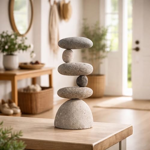 Small Side 2 Side Rock Cairn Sculpture, Garden Decor, Zen Garden, Balanced Pebbles, Stacked Stones, Home Accents, Outdoor, Indoor, Meditation