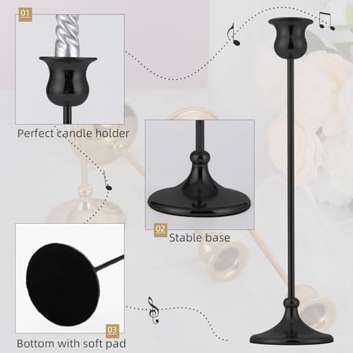 Metal Candle Holder Taper Candlestick Holders for Candle Sticks Vintage Candelabra for Halloween Thanksgiving Christmas (Matt Black, 1 Set (3 pcs)) - color: Matt Black, size: 1 Set (3 pcs)