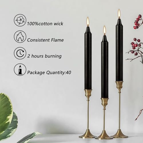 YOROXRG Set of 40 Black Candles – Spell Chime Candles for Halloween, Rituals, Prayer, Birthdays, Meditation, Altar - 4 Inch Tall, Unscented - color: Black-4" 40