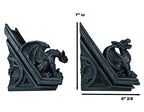 Ebros Gothic Roaring Gargoyles with Celtic Floral Knotwork Bookends Figurine Set in Rooftop Sculptural Design 7" High Medieval Renaissance Architectural Goth Decor Resin Sculptures Gargoyle Statue