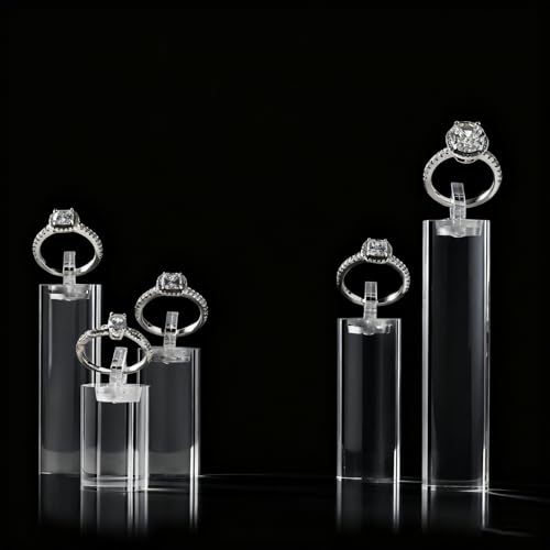 Oirlv Acrylic Jewelry Display Stand Ring Showcase Display Holder 7 PCS Rings Stand (Transparent) - color: Transparent