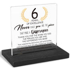 6 Years Work Anniversary Desk Decor Gifts for Employee, 6th Grade Promotion Gifts for Coworker,Modern Transparent Acrylic Desk Plaque with Inspirational Quotes, 10 x 10 x 1.5 cm,XXY106 - style: 6 Years Work Anniversary