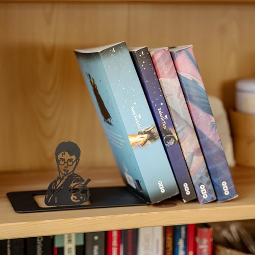 Renovatio Black Metal Bookend – Cute, Unique, Geeky Decor for Home, Office & Kids Room – Heavy Duty, Non-Slip Minimalist Bookends for Shelves – Wizard - style: Wizard