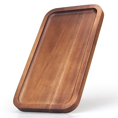 Small Wooden Platters Rectangle Mini Charcuterie Boards Acacia Wood Serving Trays Home Decor Cheese Board Cake Appetizer Plates Kitchen Charcuterie Platter for Food Dish Dessert Snack Tray - size: 10" x 5.5" x 0.6"