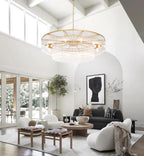 Modern Glass Chandelier Gold Chandeliers for High Ceiling Foyer Entryway Hanging Large Light Fixture for Grand Living Room Hall 39" - size: Large Gold (39" x 70")
