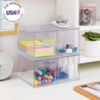 STORi Chloe Space-Saving Clear Drawer Organizer (4 Tall Drawers) Sort Office, Kitchen, Beauty Supplies, Makeup, Pens, Jewelry, Stationary, Made in USA - style: 3.5"W x 3.5"H Drawers (Set of 4)