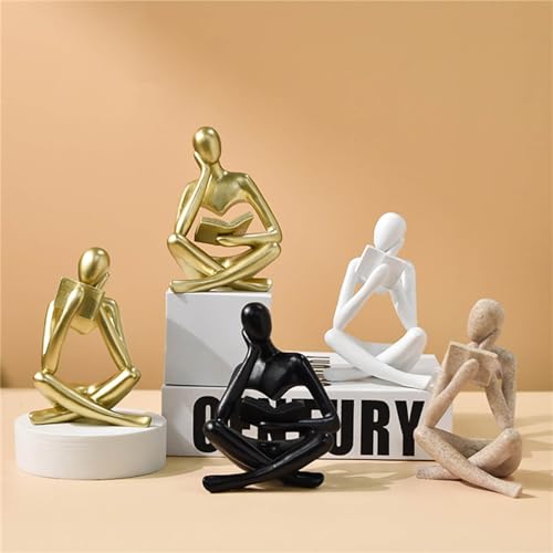 Style-B Beige, Creative Abstract Thinker Bookend for Home Aesthetic, Study, and Wine Cabinet – Stylish Shelf Decor Accent and Thoughtful Gift for Living Room, Bar, or Coffee Shop - color: Reader-beige-b