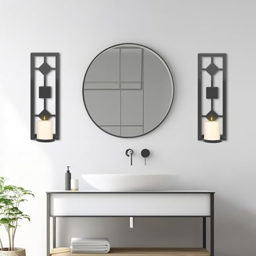 OYEFLY DIY 2 Pcs Wall Sconce Candle Holder,Metal Wall Art (Black)