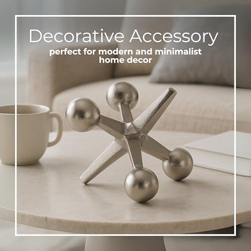 Modern Decorative Sculpture Figurine - Home Accent for Living Room Decor or Bathroom Decor - Elegant Statement Ornament for Shelf or Coffee Table Styling in Office or Any Room - 5" Silver & Metallic - color: Silver/Metallic