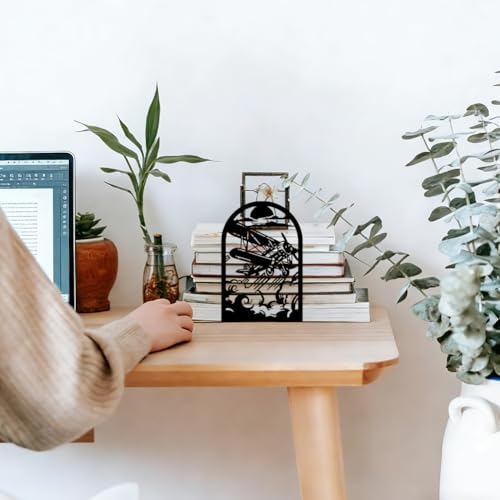 WADORN 1 Pair Airplane Metal Decorative Bookend for Shelves, Heavy Duty Book Ends Modern Non-Skid Books Holder Stand Black Book Support Stoppers for Desk Bookshelf Office Pilot Gift, 5.3x4.3x7.8 Inch - color: Airplane