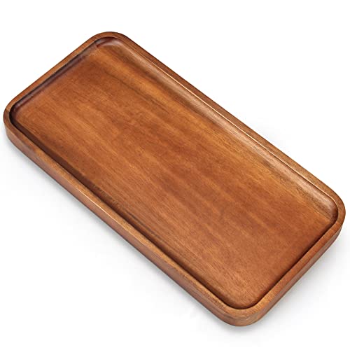 Acacia Wood Platters Small 12"x6" Long Charcuterie Board Rectangle Decorative Tray Wooden Serving Platter for Food Appetizer Cake Plates Kitchen Dish Cheese Boards Rectangular Snack Dessert Trays - size: 12" x 6" x 0.6"