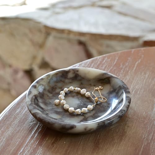 ZSHAWN Natural Marble Ring Dish Jewelry Tray – 5.5" Trinket Dish for Rings Earrings Necklace, Scratch-Resistant Vanity Organizer, Elegant Gift for Women (Calacatta Viola) - color: Calacatta Viola