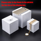 Clisela 3pcs Acrylic Cube Display Stands Box Risers with Hollow Bottoms, Food Risers for Buffet Table, Decorative Display Stand Shelf for Dessert Collectibles Jewelry Figures Show - White 3" 4" 5" - size: (3,4,5)"- White